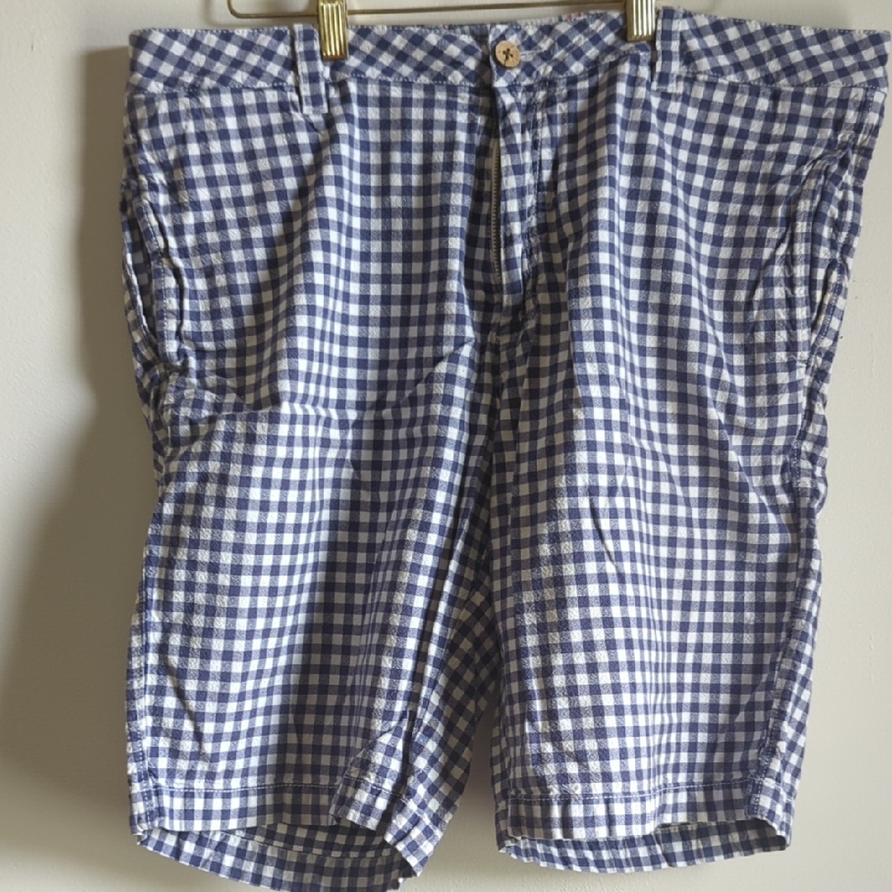 Tailor Vintage Navy and White Plaid Shorts